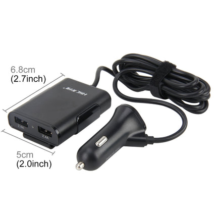 HSC-600D 3USB 7.2AMP DC 5V 2.4A and 4.8A 3-Port Passenger Car Charger Mounted Before and After Charging with Voltage, Cable Length: 1.8m-garmade.com