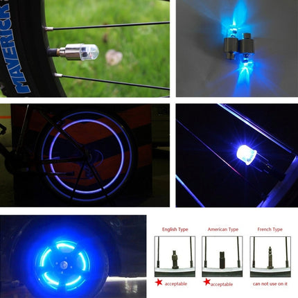 2 PCS Valve Cap Light Wheel Tyre Lamp With Battery for Car / Motorbike / Bike(Blue Light)-garmade.com