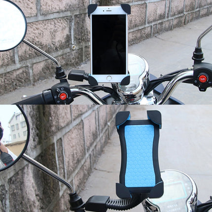 Universal 360 Degrees Free Rotation ABS Motorcycle Phone Bracket Mountain Bike Navigation Bracket GPS/Mobile Holder for 3.5-6.5 inch Mobile Phone(Blue)-garmade.com