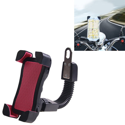 Universal 360 Degrees Free Rotation ABS Motorcycle Phone Bracket Mountain Bike Navigation Bracket GPS/Mobile Holder for 3.5-6.5 inch Mobile Phone(Rose Red)-garmade.com