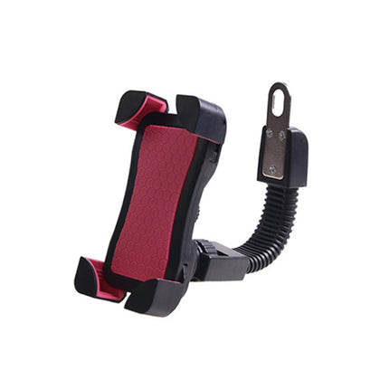 Universal 360 Degrees Free Rotation ABS Motorcycle Phone Bracket Mountain Bike Navigation Bracket GPS/Mobile Holder for 3.5-6.5 inch Mobile Phone(Rose Red)-garmade.com