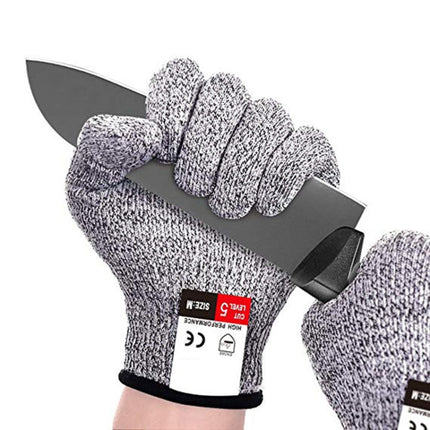 A Pair Cut-resistant Gardening Gloves HPPE Food-grade 5-Level Anti-cutting Anti-wear Safety Working Gloves, Size: S, Length: 20cm(Black)-garmade.com