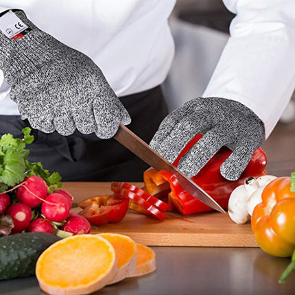 A Pair Cut-resistant Gardening Gloves HPPE Food-grade 5-Level Anti-cutting Anti-wear Safety Working Gloves, Size: M, Length: 22cm(Black)-garmade.com