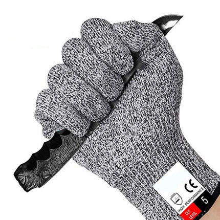 A Pair Cut-resistant Gardening Gloves HPPE Food-grade 5-Level Anti-cutting Anti-wear Safety Working Gloves, Size: XL, Length: 26cm(Black)-garmade.com