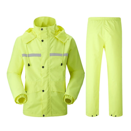 Durable Reflective Motorcycle Split Raincoat Pants Riding Bicycle Electric Bike Windproof Waterproof Rain Wear for Adult, Size: XL(Fluorescent Yellow)-garmade.com