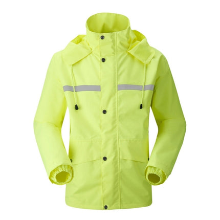 Durable Reflective Motorcycle Split Raincoat Pants Riding Bicycle Electric Bike Windproof Waterproof Rain Wear for Adult, Size: XL(Fluorescent Yellow)-garmade.com