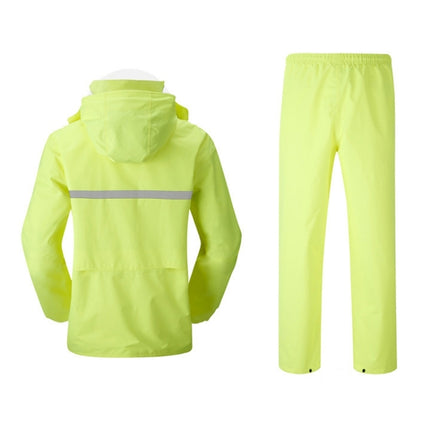 Durable Reflective Motorcycle Split Raincoat Pants Riding Bicycle Electric Bike Windproof Waterproof Rain Wear for Adult, Size: XL(Fluorescent Yellow)-garmade.com