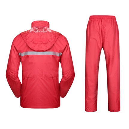 Durable Reflective Motorcycle Split Raincoat Pants Riding Bicycle Electric Bike Windproof Waterproof Rain Wear for Adult, Size: XL(Red)-garmade.com