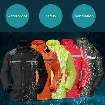 Durable Reflective Motorcycle Split Raincoat Pants Riding Bicycle Electric Bike Windproof Waterproof Rain Wear for Adult, Size: XL(Red)-garmade.com