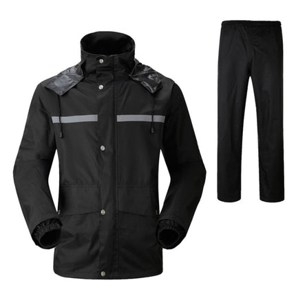 Durable Reflective Motorcycle Split Raincoat Pants Riding Bicycle Electric Bike Windproof Waterproof Rain Wear for Adult, Size: 2XL(Black)-garmade.com