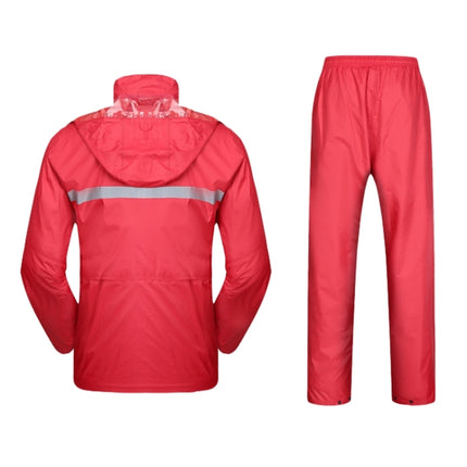 Durable Reflective Motorcycle Split Raincoat Pants Riding Bicycle Electric Bike Windproof Waterproof Rain Wear for Adult, Size: 2XL(Red)-garmade.com