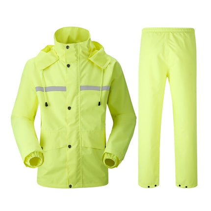 Durable Reflective Motorcycle Split Raincoat Pants Riding Bicycle Electric Bike Windproof Waterproof Rain Wear for Adult, Size: L(Fluorescent Yellow )-garmade.com