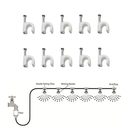 Outdoor Lawn Garden PE Mist Watering Line Misting Cooling System with 6 x Mist Nozzles, Length: 6m (White)-garmade.com