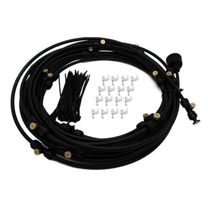 Outdoor Lawn Garden PE Hose Mist Watering Line Misting Cooling System with 16 x Mist Nozzles, Length: 12m (Black)-garmade.com