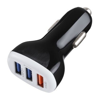 LZ-429 QC3.0 2.4A Three USB Ports Smart Quick Car Charger(Black)-garmade.com