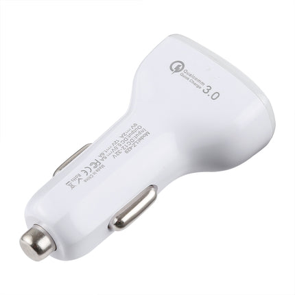 LZ-429 QC3.0 2.4A Three USB Ports Smart Quick Car Charger(White)-garmade.com