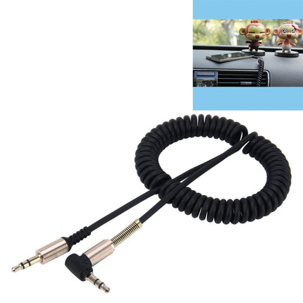 3.5mm 3-pole Male to Male Plug Audio AUX Retractable Coiled Cable, Length: 1.5m(Black)-garmade.com