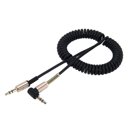 3.5mm 3-pole Male to Male Plug Audio AUX Retractable Coiled Cable, Length: 1.5m(Black)-garmade.com