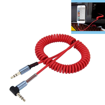 3.5mm 3-pole Male to Male Plug Audio AUX Retractable Coiled Cable, Length: 1.5m(Red)-garmade.com