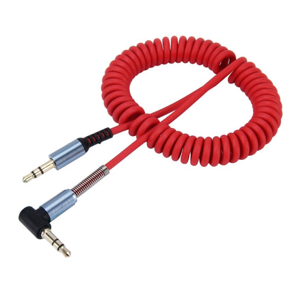 3.5mm 3-pole Male to Male Plug Audio AUX Retractable Coiled Cable, Length: 1.5m(Red)-garmade.com