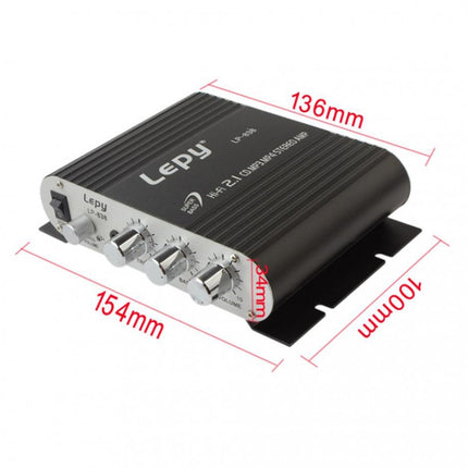 Car 2.1CH HIFI Subwoofer Amplifier Audio, Support MP3, with US Plug Adapter(Black)-garmade.com