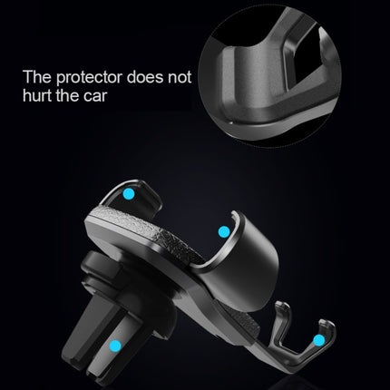 Litchi Texture Gravity Car Mount Phone Holder (Black)-garmade.com