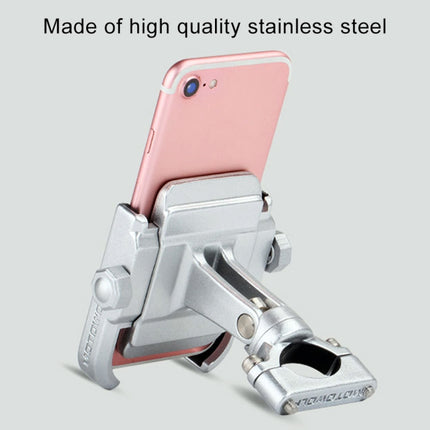 Motorcycle Handlebar Aluminum Alloy Phone Bracket, Suitable for 4-6 inch Device(Black)-garmade.com
