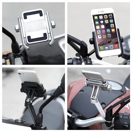 Motorcycle Rear View Mirror Aluminum Alloy Phone Bracket, Suitable for 4-6 inch Device(Black)-garmade.com