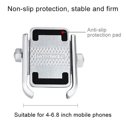 Motorcycle Rear View Mirror Aluminum Alloy Phone Bracket, Suitable for 4-6 inch Device(Silver)-garmade.com