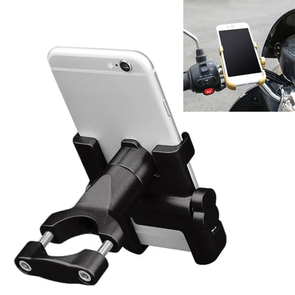 Motorcycle Handlebar Aluminum Alloy Phone Bracket, Suitable for 60-100mm Device(Black)-garmade.com