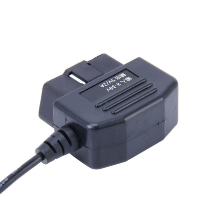 Car Auto 16Pin OBDII Charging Cable Mini 5 Pin USB Power Adapter with Switch Button for GPS Tablet E-dog Phone, Cable Length: 3.4m-garmade.com