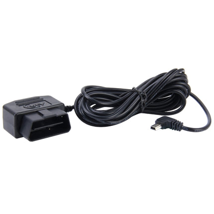 Car Auto 16Pin OBD Charging Cable Micro USB Power Adapter for GPS Tablet E-dog Phone, Cable Length: 2m-garmade.com