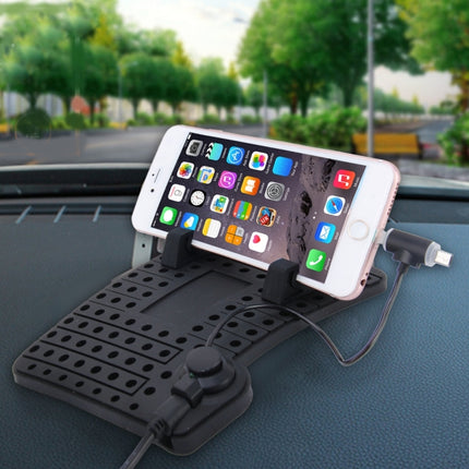 YK-22 Silicone Pad Dash Mat Cell Phone Car Mount Holder Cradle Dock With 2 in 1 Charging Cable With Magnetic Adsorption, For iPhone, Galaxy, Huawei, Xiaomi, Sony, LG, HTC, Google and other Smartphones and GPS-garmade.com