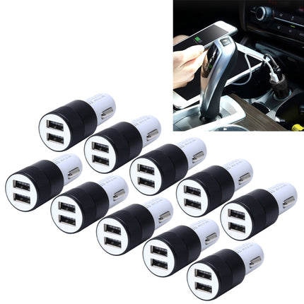 10 PCS Car Auto 5V Dual USB 2.1A/1A Cigarette Lighter Adapter for Most Phones(Black)-garmade.com