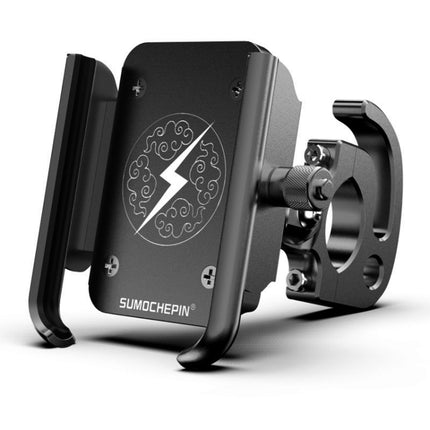 Motorcycle Aluminum Alloy Mobile Phone Bracket with Hook, Suitable for 4-6.5 inch Phones(Black)-garmade.com