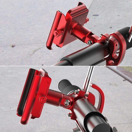 Motorcycle Aluminum Alloy Mobile Phone Bracket with Hook, Suitable for 4-6.5 inch Phones(Black)-garmade.com