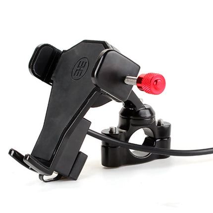 360 Degree Rotating Motorcycle Mobile Phone Holder with USB charger, Suitable for 3.5-6.6 inch Phones-garmade.com