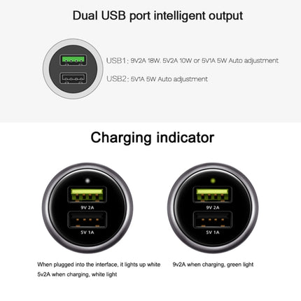 Original Huawei CP31 18W Max Dual USB Port Fast Charging Car Charger (Grey)-garmade.com