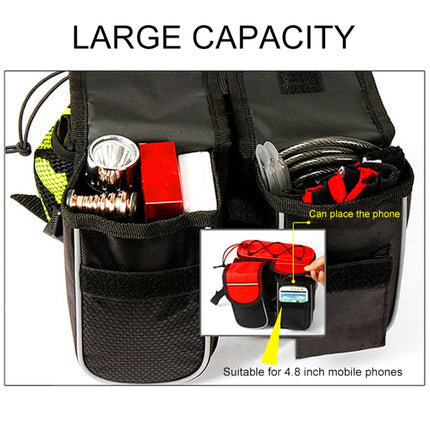 Bicycle Phone Bags Mountain Road Bike Front Head Bag Handlebar Bag (Red)-garmade.com