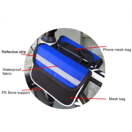 Bicycle Phone Bags Mountain Road Bike Front Head Bag Saddle Bag (Blue)-garmade.com
