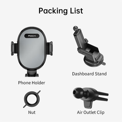 ROCK SPACE RAM0009 Suction Cup Retractable Rotating Mechanical Car Holder, Suitable for Phones within 66-102mm Width-garmade.com