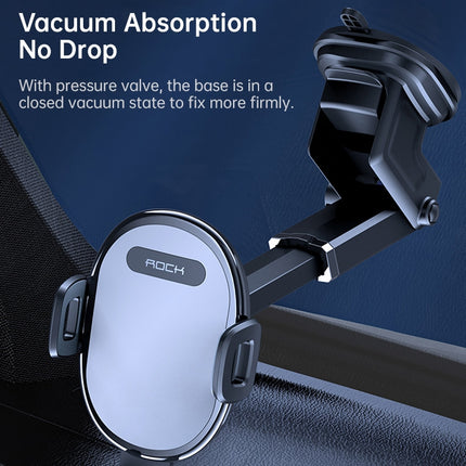 ROCK SPACE RAM0009 Suction Cup Retractable Rotating Mechanical Car Holder, Suitable for Phones within 66-102mm Width-garmade.com