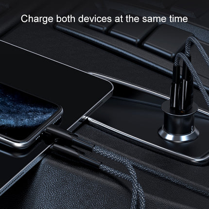 ROCK H15 Dual Port USB + USB-C / Type-C PD30W Car Charger (Black)-garmade.com