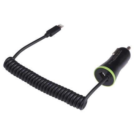 17W 3.4A Mini USB Car Charger with 8 Pin Spring Cable-garmade.com