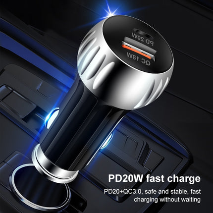 ACC-310 PD 20W + QC3.0 38W Dual Ports Fast Charging Car Charger (Black)-garmade.com