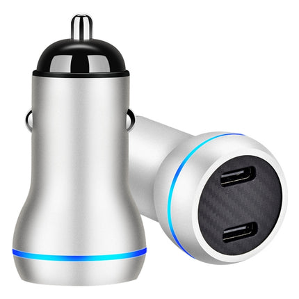 ACC-580 PD 40W Dual Type-C / USB-C Ports Fast Charging Car Charger(Silver)-garmade.com