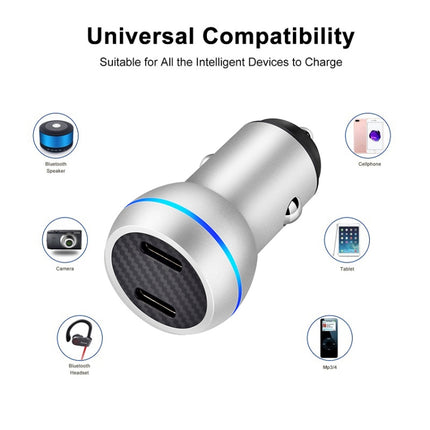 ACC-580 PD 40W Dual Type-C / USB-C Ports Fast Charging Car Charger(Silver)-garmade.com