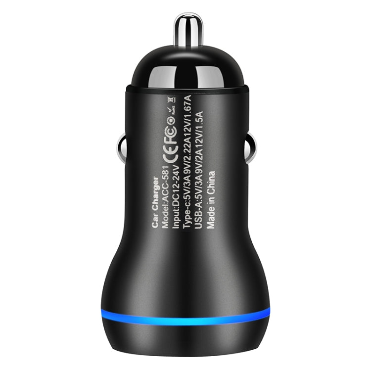 ACC-581 PD 20W + QC3.0 Type-C / USB-C + USB Fast Charging Car Charger (Black)-garmade.com