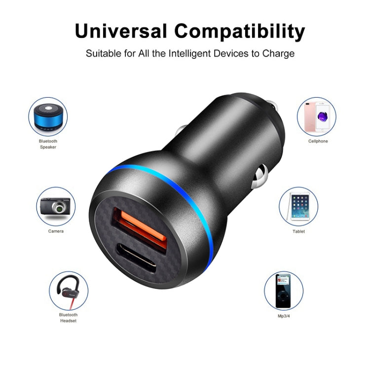 ACC-581 PD 20W + QC3.0 Type-C / USB-C + USB Fast Charging Car Charger (Black)-garmade.com