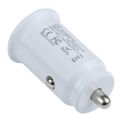 TE-339PD 3.1A PD USB-C / Type-C + USB Interface Mini Fast Charging Car Charger(White)-garmade.com